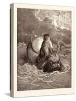 The Monkey and the Dolphin-Gustave Dore-Stretched Canvas