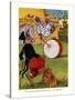 The Monkey Beat The Bass Drum-Elmer Rache-Stretched Canvas