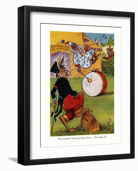 The Monkey Beat The Bass Drum-Elmer Rache-Framed Art Print