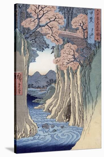 The Monkey Bridge in the Kai Province, from the Series Rokuju-Yoshu Meisho Zue-Ando Hiroshige-Stretched Canvas