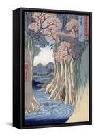 The Monkey Bridge in the Kai Province, from the Series Rokuju-Yoshu Meisho Zue-Ando Hiroshige-Framed Stretched Canvas