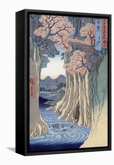 The Monkey Bridge in the Kai Province, from the Series Rokuju-Yoshu Meisho Zue-Ando Hiroshige-Framed Stretched Canvas