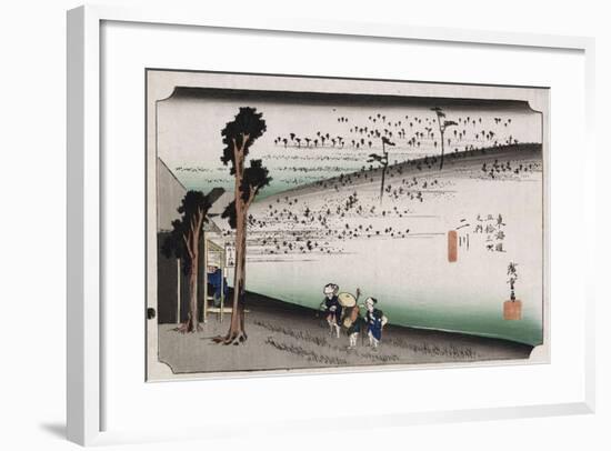 The Monkey Plateau, Futagawa', from the Series 'The Fifty-Three Stations of the Tokaido'-Utagawa Hiroshige-Framed Giclee Print