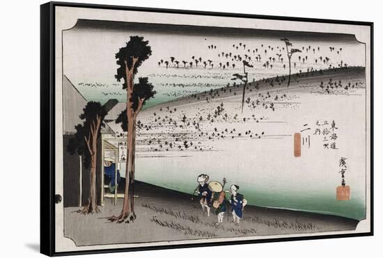 The Monkey Plateau, Futagawa', from the Series 'The Fifty-Three Stations of the Tokaido'-Utagawa Hiroshige-Framed Stretched Canvas