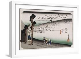 The Monkey Plateau, Futagawa', from the Series 'The Fifty-Three Stations of the Tokaido'-Utagawa Hiroshige-Framed Giclee Print