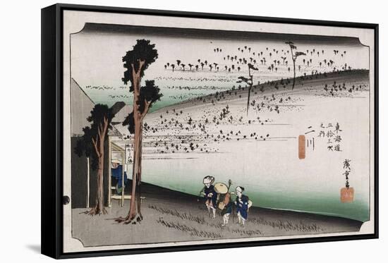 The Monkey Plateau, Futagawa', from the Series 'The Fifty-Three Stations of the Tokaido'-Utagawa Hiroshige-Framed Stretched Canvas