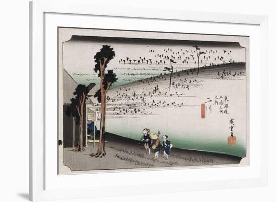 The Monkey Plateau, Futagawa', from the Series 'The Fifty-Three Stations of the Tokaido'-Utagawa Hiroshige-Framed Giclee Print
