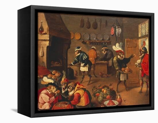 The Monkey's Cooks-David Teniers the Younger-Framed Stretched Canvas