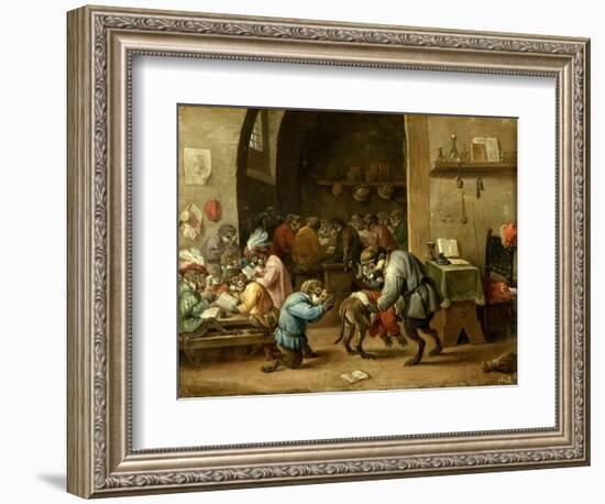 The Monkeys at School, Ca. 1660-David Teniers the Younger-Framed Giclee Print