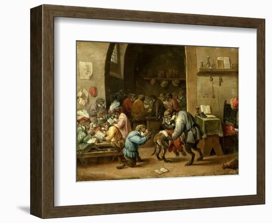 The Monkeys at School, Ca. 1660-David Teniers the Younger-Framed Giclee Print