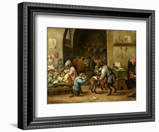 The Monkeys at School, Ca. 1660-David Teniers the Younger-Framed Giclee Print