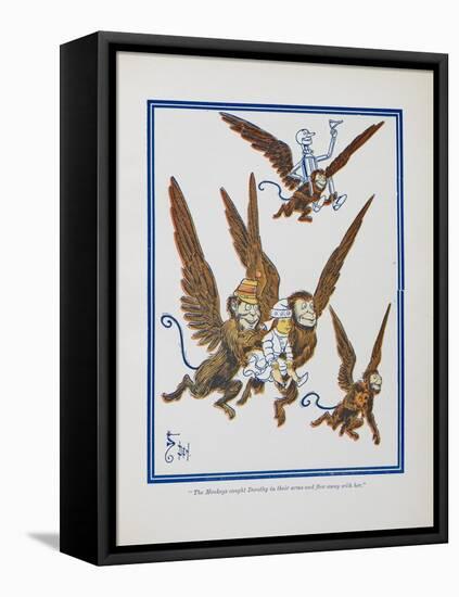 "The Monkeys Caught Dorothy in Theirs Arms and Flew Away With Her"-William Denslow-Framed Stretched Canvas