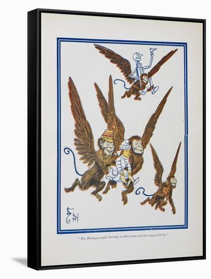 "The Monkeys Caught Dorothy in Theirs Arms and Flew Away With Her"-William Denslow-Framed Stretched Canvas