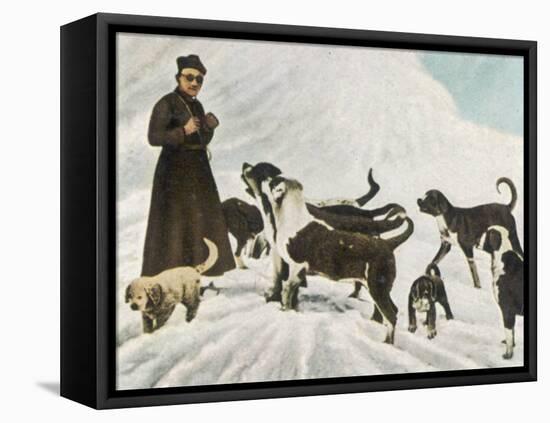 The Monks of Saint Bernard Together with Their Dogs Visit Tibet-null-Framed Stretched Canvas