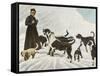 The Monks of Saint Bernard Together with Their Dogs Visit Tibet-null-Framed Stretched Canvas