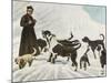 The Monks of Saint Bernard Together with Their Dogs Visit Tibet-null-Mounted Photographic Print