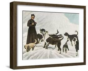 The Monks of Saint Bernard Together with Their Dogs Visit Tibet-null-Framed Photographic Print