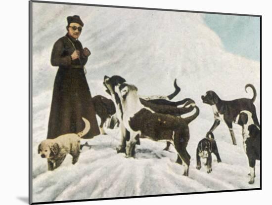 The Monks of Saint Bernard Together with Their Dogs Visit Tibet-null-Mounted Photographic Print