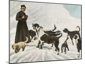 The Monks of Saint Bernard Together with Their Dogs Visit Tibet-null-Mounted Photographic Print