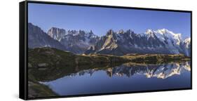 The Mont Blanc Mountain Range Reflected in the Waters of Lac De Chesery at Sunrise-ClickAlps-Framed Stretched Canvas