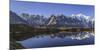 The Mont Blanc Mountain Range Reflected in the Waters of Lac De Chesery at Sunrise-ClickAlps-Mounted Photographic Print