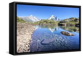 The Mont Blanc Mountain Range Reflected in the Waters of Lac Des Cheserys-Roberto Moiola-Framed Stretched Canvas