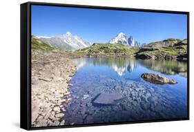 The Mont Blanc Mountain Range Reflected in the Waters of Lac Des Cheserys-Roberto Moiola-Framed Stretched Canvas