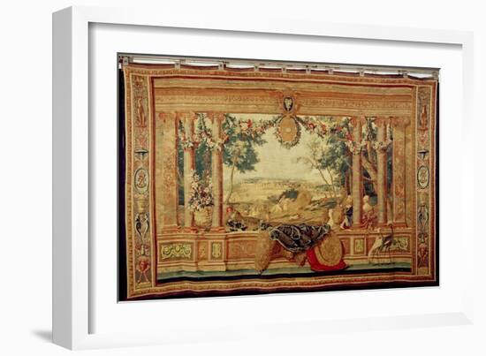 The Month of June/ Chateau of Fontainebleau, from the Series of Tapestries-Charles Le Brun-Framed Giclee Print