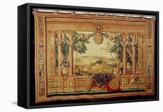 The Month of June/ Chateau of Fontainebleau, from the Series of Tapestries-Charles Le Brun-Framed Stretched Canvas