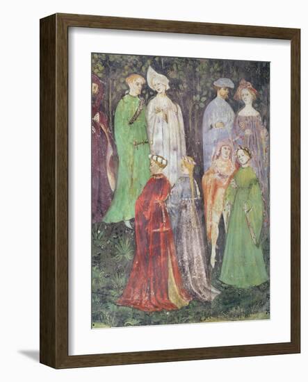 The Month of June, Detail of Noblemen and Women Walking, C.1400-null-Framed Giclee Print