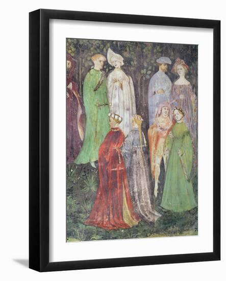 The Month of June, Detail of Noblemen and Women Walking, C.1400-null-Framed Giclee Print