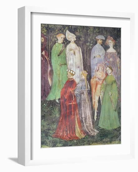 The Month of June, Detail of Noblemen and Women Walking, C.1400-null-Framed Giclee Print