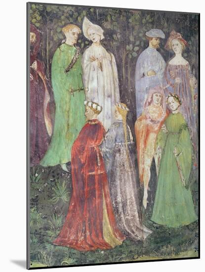 The Month of June, Detail of Noblemen and Women Walking, C.1400-null-Mounted Giclee Print
