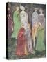 The Month of June, Detail of Noblemen and Women Walking, C.1400-null-Stretched Canvas