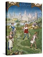 The Month of June, Haymaking, Miniature from the Grimani Breviary, Folio 6, Verso, Flanders-null-Stretched Canvas