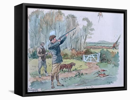 The Month of October: Pheasant Shooting-George Derville Rowlandson-Framed Stretched Canvas