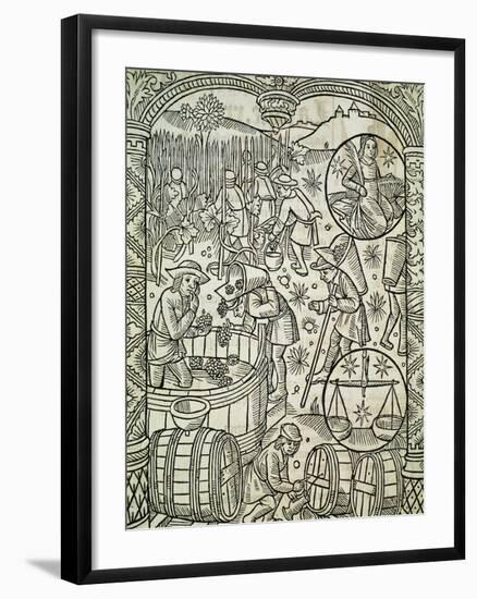 The Month of September or Harvest, from Shepherds' Calendar, France, 16th Century-null-Framed Giclee Print