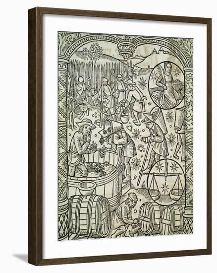 The Month of September or Harvest, from Shepherds' Calendar, France, 16th Century-null-Framed Giclee Print