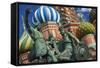 The Monument to Minin and Pozharsky in Front of St Basil's Cathedral in Red Square.-Jon Hicks-Framed Stretched Canvas