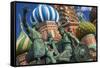 The Monument to Minin and Pozharsky in Front of St Basil's Cathedral in Red Square.-Jon Hicks-Framed Stretched Canvas