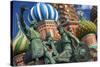 The Monument to Minin and Pozharsky in Front of St Basil's Cathedral in Red Square.-Jon Hicks-Stretched Canvas