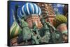 The Monument to Minin and Pozharsky in Front of St Basil's Cathedral in Red Square.-Jon Hicks-Framed Stretched Canvas