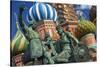 The Monument to Minin and Pozharsky in Front of St Basil's Cathedral in Red Square.-Jon Hicks-Stretched Canvas