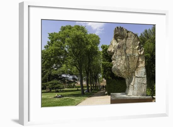 The Monumental Head by Igor Mitora in the Boboli Gardens, Florence, Tuscany, Italy-John Woodworth-Framed Photographic Print