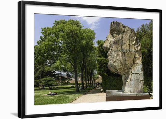 The Monumental Head by Igor Mitora in the Boboli Gardens, Florence, Tuscany, Italy-John Woodworth-Framed Photographic Print