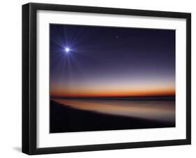 The Moon and Venus at Twilight from the Beach of Pinamar, Argentina-Stocktrek Images-Framed Photographic Print