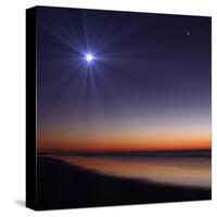 The Moon and Venus at Twilight from the Beach of Pinamar, Argentina-Stocktrek Images-Stretched Canvas