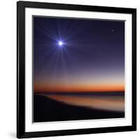 The Moon and Venus at Twilight from the Beach of Pinamar, Argentina-Stocktrek Images-Framed Art Print