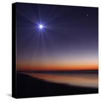 The Moon and Venus at Twilight from the Beach of Pinamar, Argentina-Stocktrek Images-Stretched Canvas