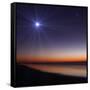The Moon and Venus at Twilight from the Beach of Pinamar, Argentina-Stocktrek Images-Framed Stretched Canvas